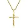 DTLA 14K Gold Plated INRI Crucifix Pendant 2mm Rope Chain Necklace - Choose Chain Length