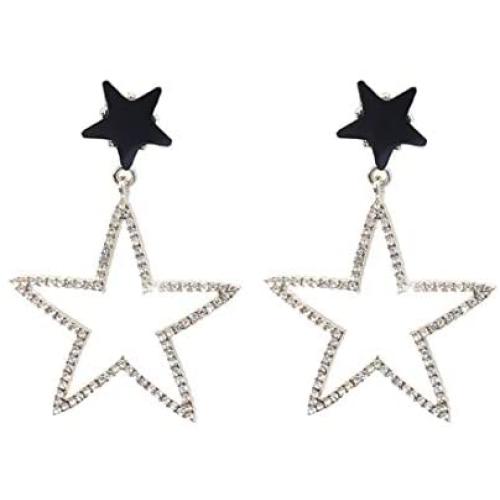 Black Gold Star Cubic Zirconia Earrings