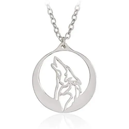 Round Howling Wolf Totem Necklace Pendant with Chain for Men and Women Animal Movie Jewelry Round Howling Wolf Totem Necklace Pendant with Chain for Men and Women Animal Movie Jewelry