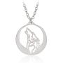Round Howling Wolf Totem Necklace Pendant with Chain for Men and Women Animal Movie Jewelry