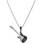 Magna Steel Mens Stainless Steel Rock Electric Guitar Bass Pendant Necklace with 24'' 3mm Rolo Chain
