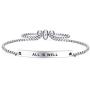 Dainty Cuff Bracelet - ALL IS WELL - Cute Inspirational Words Expandable Bangle Bracelet for Women Girls