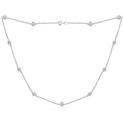 JADMIRE Sterling Silver 4mm Swarovski Zirconia Round-Cut Station Necklace, 18'' or 36''