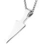 HZMAN Mens Arrowhead Arrow Stainless Steel Pendant Necklace with Steel Wheat Chain