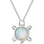 Mothers Day Gifts FANCIME Sterling Silver Cat/Unicorn/Elephant Necklace White Created Opal Cute Pendant Necklace Small Dot Round Disc Fine Jewelry For Women Girls 16+2 inch Extender