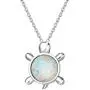 Mothers Day Gifts FANCIME Sterling Silver Cat/Unicorn/Elephant Necklace White Created Opal Cute Pendant Necklace Small Dot Round Disc Fine Jewelry For Women Girls 16+2 inch Extender