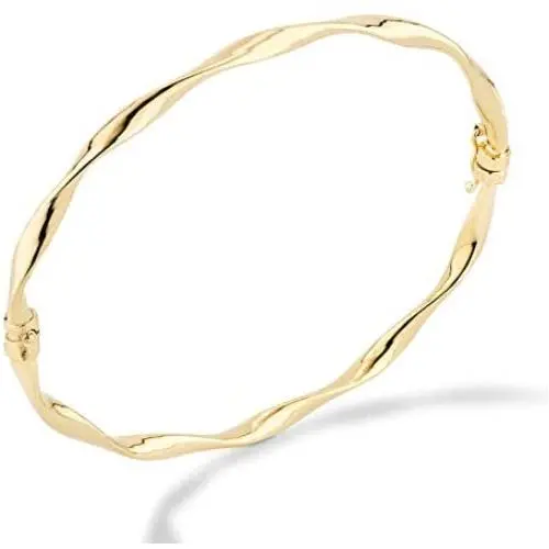 Miabella 18K Gold Over Sterling Silver Italian Oval Twist Hinged Bangle Bracelet for Women Teen Girls 6.75 to 8 Inch 925 Made in Italy Miabella 18K Gold Over Sterling Silver Italian Oval Twist Hinged Bangle Bracelet for Women Teen Girls 6.75 to 8 Inch 925 Made in Italy
