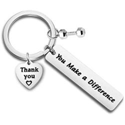 FOTAP Fitness Trainer Thank You Gift You Make a Difference Keychain Workout Jewelry Gift for Fitness Instructor