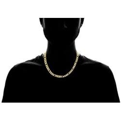 STRUCTURE BY NES 24K Yellow Gold Plated Brass Polished Figaro Mens Chain Necklace