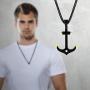 BUVE Black Nautical Anchor Necklace Pendant With Gold Tips Made From 316L Stainless Steel With 26 Inch Rolo Chain