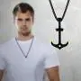 BUVE Black Nautical Anchor Necklace Pendant With Gold Tips Made From 316L Stainless Steel With 26 Inch Rolo Chain BUVE Black Nautical Anchor Necklace Pendant With Gold Tips Made From 316L Stainless Steel With 26 Inch Rolo Chain
