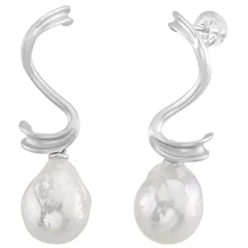 THE PEARL SOURCE 9mm Baroque White Freshwater Pearl Ciara Earrings for Women THE PEARL SOURCE 9mm Baroque White Freshwater Pearl Ciara Earrings for Women