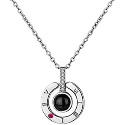 HACOOL Projective Necklace, I Love You Symbol of Steadfast The Memory of Love Different Languages for I Love U