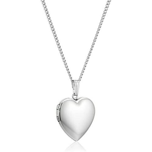 Sterling Silver Polished Heart Locket Pendant Necklace