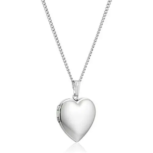 Sterling Silver Polished Heart Locket Pendant Necklace Sterling Silver Polished Heart Locket Pendant Necklace