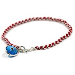 Protection Evil Eye Bracelet - Lucky Blue Evil Eye Charm - 7 Inch Womens Sterling Silver Jewelry - Best Kabbalah Red String Bracelets for Women