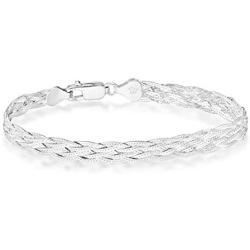 Miabella 925 Sterling Silver Italian 6-Strand Diamond-Cut 7mm Braided Herringbone Chain Bracelet for Women Teen Girls 6.5, 7.25, 8 Inch 925 Italy