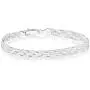 Miabella 925 Sterling Silver Italian 6-Strand Diamond-Cut 7mm Braided Herringbone Chain Bracelet for Women Teen Girls 6.5, 7.25, 8 Inch 925 Italy