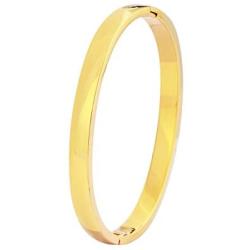 Edforce Stainless Steel Womens 18k Gold Plated Stackable Bangle Bracelet Hinged Oval-Shape Slip-On, (58mm x 49mm)