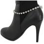 TFJ Women Western Jewelry Boot Bracelet Metal Chain Rhinestones String Shoe Charm Silver Color