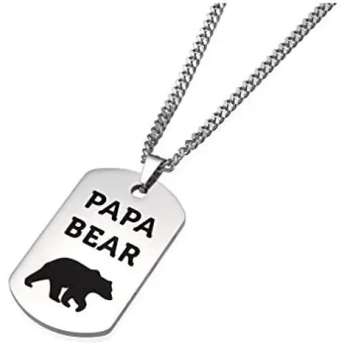 Tstars Dog Tag Gift for Dad - Papa Bear Stainless Steel Pendant Necklace for Father/Grandpa from Daughter/Son Fathers Day Jewelry with Gift Box Tstars Dog Tag Gift for Dad - Papa Bear Stainless Steel Pendant Necklace for Father/Grandpa from Daughter/Son Fathers Day Jewelry with Gift Box