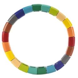 Coolcos Enamel Tile Bracelet Rainbow Colorful Tila Beads Bracelets for Women & Men Color Block Elastic Bangle Bracelets