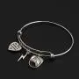 WUSUANED My Heart Belongs to A Lineman Lightning Helmet Charms Expandable Wire Bangle Bracelet Lineman Jewelry Gift for Lineman Mom Wife Girlfriend