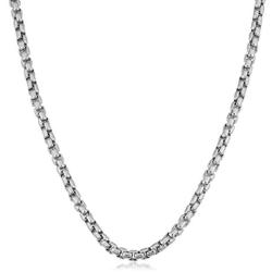 Verona Jewelers Real 925 Sterling Silver 2MM - 5MM Solid Round Box Link Necklace and Bracelet, Chain For Men Women Boys Girls, Rhodium Chain, Extra Durability, 16-30 Inch