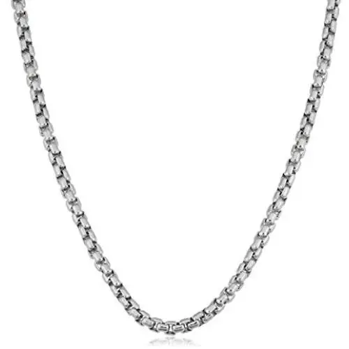 Verona Jewelers Real 925 Sterling Silver 2MM - 5MM Solid Round Box Link Necklace and Bracelet, Chain For Men Women Boys Girls, Rhodium Chain, Extra Durability, 16-30 Inch
