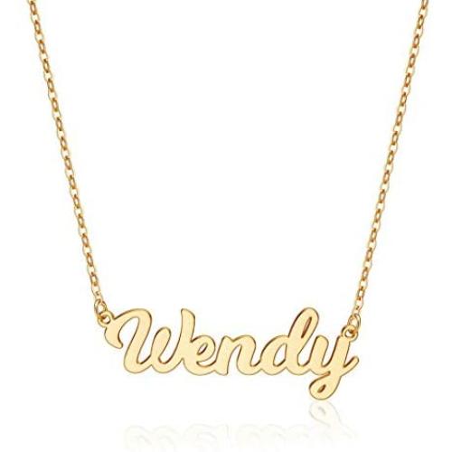 Ursteel Custom Name Necklace Personalized, 14K Gold Plated Personalized Name Necklace Dainty Name Plate Necklace Jewelry Personalized Gifts for Women Teen Girls