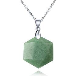 Hexagonal Chakra Necklace, Crystal Pendant Necklace Natural Healing Gemstone Tiger Eye Stone Jewelry with Chain Gift for Women