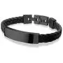 555Jewelry Stainless Steel Plate Braided Leather Lock Clasp Bangle Cuff Bracelet
