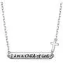 JZMSJF 925 Sterling Silver Faith I Am a Child of God Bar Pendant Necklace with Little Cross Jewelry Gifts for Women Adults
