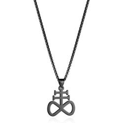 HZMAN Unisex Stainless Steel Church of Satan Satanic Leviathan Cross Pendant Necklace,Religions Jewelry