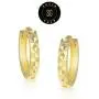 SOLIDGOLD - 14K Real Gold Thick Textured Diamond Cut Huggie Click top Hoop Earrings