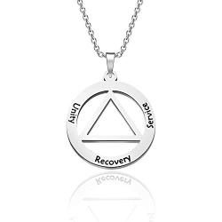 KUIYAI Unity Service Recovery Necklace AA Symbol Necklace Serenity Necklace Serenity Prayer Alcoholics Anonymous Jewelry
