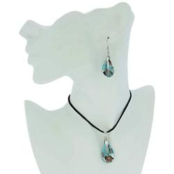 GlassOfVenice Gemma Murano Glass Necklace and Earrings Set - Aquamarine