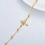 14K Yellow Gold Cross Bracelet for Women Girls Real Gold Moissanite Bead Thin Chain Bracelet Christmas Anniversary Valentines Day Gifts, 7+1+1 inch
