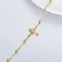 14K Yellow Gold Cross Bracelet for Women Girls Real Gold Moissanite Bead Thin Chain Bracelet Christmas Anniversary Valentines Day Gifts, 7+1+1 inch