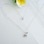 Hiqmic 925 Sterling Silver Cute Dinosaur Stegosaurus Pendant Necklace White Gold Plated Jewelry Gifts for Women 17''_WK99096
