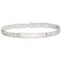 Solid 925 Sterling Silver Engravable Identification Name Bar Tag Baby ID Curb Cuban Link Bracelet - with Secure Lobster Lock Clasp 6'' (Width = 5mm)