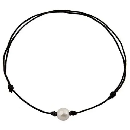 Single Pearl Choker Necklace can be Adjustable Leather Cord One Bead Jewelry for Women Handmade Single Pearl Choker Necklace can be Adjustable Leather Cord One Bead Jewelry for Women Handmade