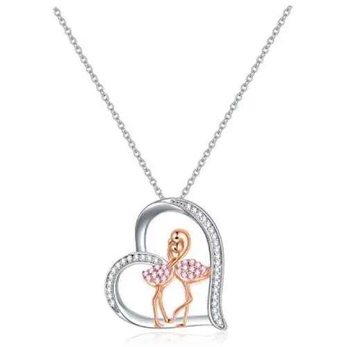 Flamingo Jewelry for Women Sterling Silver Lovely Flamingo Bird Necklace Heart Animal Pendant CZ Chain Fashion Birthday Gift for Flamingo Lovers Her Flamingo Jewelry for Women Sterling Silver Lovely Flamingo Bird Necklace Heart Animal Pendant CZ Chain Fashion Birthday Gift for Flamingo Lovers Her