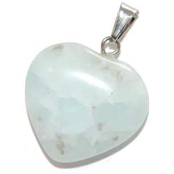 Big Heart Collection – 20mm Classic Kiwi Jasper Mint Green - Natural Gemstone Tribal Ethnic Carved Necklace - Stainless Steel Bail