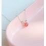 Strawberry Crystal Gem Cute Bunny Rabbit Pendant Delicate Jewelry S925 Sterling Silver Necklace Easter Valentines Day Christmas for Girls Women - Rose Gold