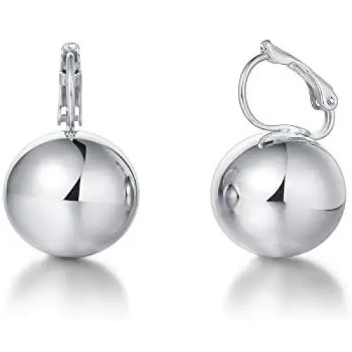 FANCIME Ball Leverback Dangle Earrings Ball Drop Earrings Round Spheres Bead Drop Earrings Simple Plain Basic High Polished Yellow/White Gold Plated Jewelry for Women Teen Girls, Ball Diameter 12mm
