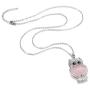 Top Plaza Owl Necklaces Rose Quartz Healing Crystal Stone Pendant Necklace Reiki Spiritual Energy Gemstone Quartz Jewelry Owl Gift for Women Girls