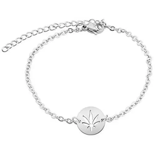 KUIYAI Marijuana Weed Leaf Pendant Necklace Bracelet Cutout Hemp Leaves Necklace Cannabis Jewelry