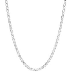 4mm .925 Sterling Silver Flat Mariner Link Anchor Chain Necklace