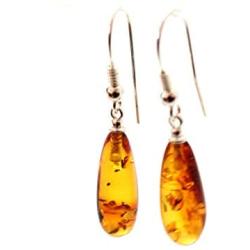 Baltic Amber Earrings For Women with Silver - Drop Dangle - Drop Shape - TipTopEco (Cognac)